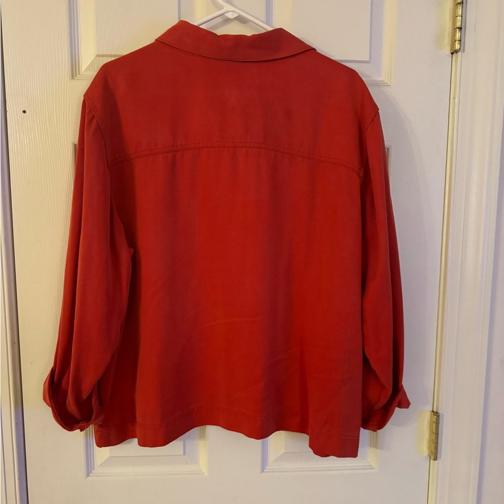 Coldwater Creek Plus Size - 1X - Mid-weight Orange Red Shirt Jacket - Picture 2 of 7